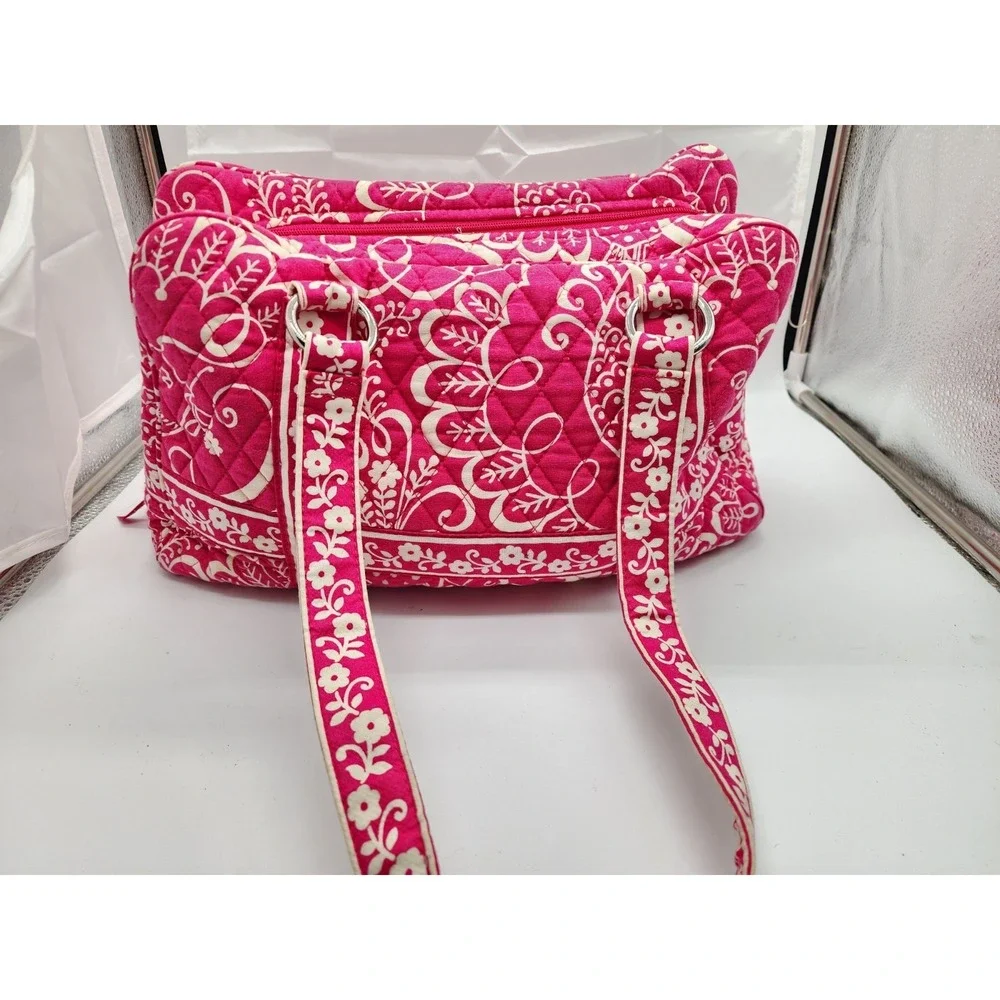 Retired Vera Bradley Twirly Birds Pink Shoulder Handbag - Picture 3 of 10